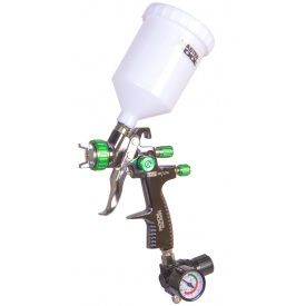 Краскопульт пневматический MASTERTOOL LVLP, ВПЛБ 600 мл, Ø1,3 мм, 125-170 л/мин, 1,5-2,5 бар, манометр (80-8810)