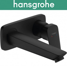 Смеситель Hansgrohe (art 71220670) для раковины однорычажный, настенного скрытого монтажа с изливом, Logis, Чёрный мат