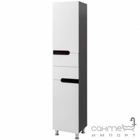 Напольный пенал с корзиной для белья Mirater Верона 40 белый/венге, левосторонний