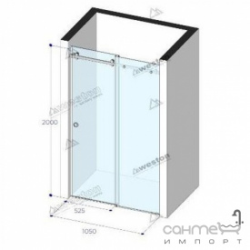 Душевая дверь в нишу Weston WDS 6 1050x2000 хром/прозрачное стекло, круглая ручка