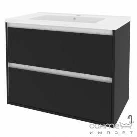 Подвесная тумба с раковиной Mirater Айрис Родео 80 черная