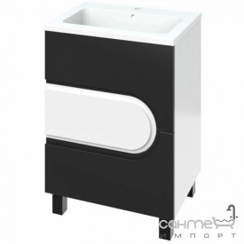 Напольная тумба с раковиной Mirater Домино New Родео 60 П белая/черная