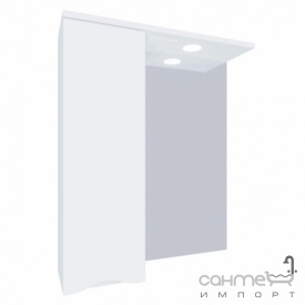 Зеркало с шкафчиком и LED-подсветкой Mirater Смайл 70 белое, левостороннее