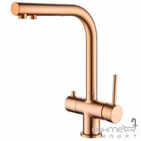 Смеситель для кухни с вытяжным изливом и изливом для фильтрованной воды Blue Water Apala Miedz Mat матовая медь