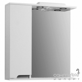 Зеркало с полочкой, шкафчиком и LED-подсветкой Mirater Верона 70 белое/серое, левостороннее