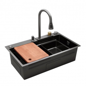 Кухонна мийка Kroner KRP Schwarze - SET7545HM PVD (SchwarzeSET7545HM)