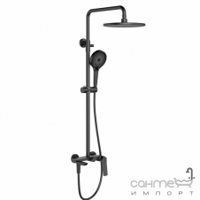 Душевая стойка с изливом Qtap Slavonice QTSLA111BLM45911 матовая черная