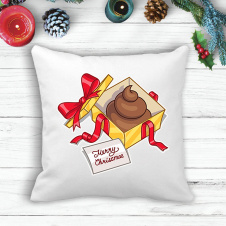 Подушка с новогодним принтом Подарок "Merry Cristmas" Белый Кавун П003597