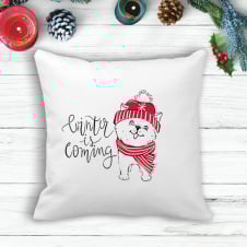 Подушка с новогодним принтом Щенок "Winter is coming" Белый Кавун П003574