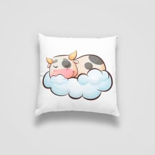 Подушка декоративная с принтом "Спящая коровка на облаке. Sleeping cow" Push IT Белый Кавун П000717