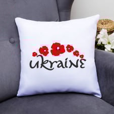 Подушка декоративная с принтом "Ukraine красные цветы" Push IT Белый Кавун П000478