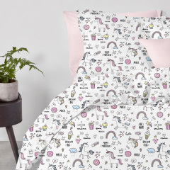Семейная постель с простыней на резинке Unicorn Sweets CS2 Cosas Белый 2х160х220 см Вінниця