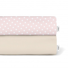 Набор простыни на резинке Cosas BEIGE/ROSE DOTS Ранфорс 160х200х20 см 2 шт Розовый/Бежевый Енергодар