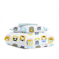 Подростковая постель с простыней на резинке LIGHT BLUE ANIMALS Cosas Белый 155х215 см Вознесенск