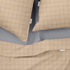 Семейный комплект на резинке Cosas BEIGE GEOMETRY Ранфорс 2х160х220 см Бежевый/Серый Тернополь