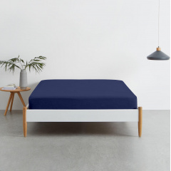 Набор простыни на резинке Cosas BEIGE/DARK BLUE Ранфорс 90х200х20 см 2 шт Синий/Бежевый Первомайск
