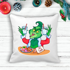 Подушка с новогодним принтом Гринч The Grinch "For Santa" Белый Кавун П003604 Нововолынск