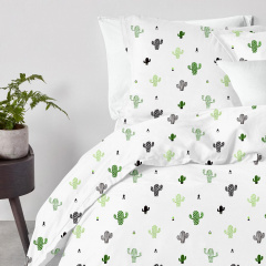 Семейный комплект постельного белья Cactus Cosas Зеленый 2х160х220 см Хмельник