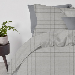 Евро постель с простыней на резинке Grey Geometry CS1 Cosas серый 200х220 см Каменка-Днепровская