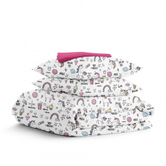 Полуторная постель с простыней на резинке UNICORN SWEETS CS3 Cosas Белый 160х220 см Володимир-Волинський