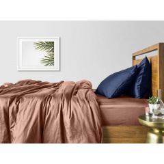 Семейный комплект Cosas BEIGE SATIN CS3 2х160х220 см Синий/Кофейный Березно
