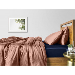 Евро комплект Cosas BEIGE SATIN CS6 200х220 см Синий/Кофейный Львів