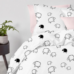 Полутораспальное пододеяльник Cosas SHEEP DARK BLACK Ранфорс 160х220 см Черный Ровно