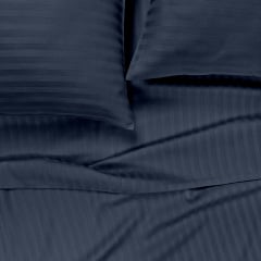 Полуторная постель сатин с простыней на резинке DENIM Cosas Сапфир 160х220 см Курень