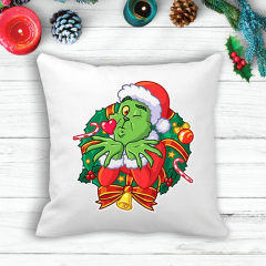 Подушка с новогодним принтом Гринч The Grinch Воздушный поцелуй Белый Кавун П003595 Нововолынск