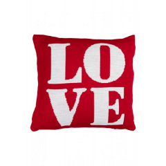 Наволочка вязанная Прованс LOVE 45х45 см Белый/красный (7840) Київ