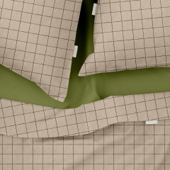 Полуторная постель с простыней на резинке Beige Geometry CS4 Cosas Бежевый 160х220 см Івано-Франківськ