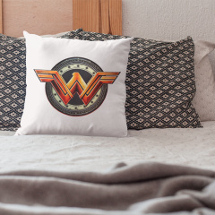 Подушка декоративная с принтом "Логотип Wonder Woman. Логотип Чудо-женщина" Push IT Белый Кавун П000745 Конотоп