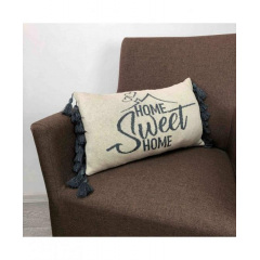 Вязаная подушка Прованс Home sweet home 30х45 см Серый/бежевый (3106) Хмільник