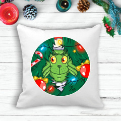 Подушка с новогодним принтом Гринч The Grinch в елках Белый Кавун П003602 Черкассы
