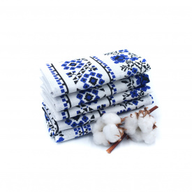 Кухонные полотенца Luxyart "Вышиванка синий" размер 35*70 см вафельные 5 шт (LQ-757)