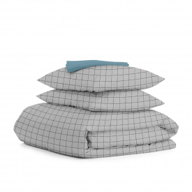 Двуспальная постель с простыней на резинке GREY GEOMETRY CS1 Cosas серый 180х220 см