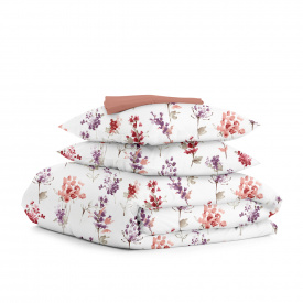 Евро постель с простыней на резинке WATERCOLOR FLOWERS CS3 Cosas Фиолетовый 200х220 см