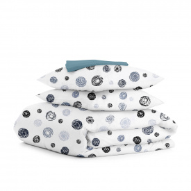 Двуспальная постель с простыней на резинке Yarn Balls CS9 Cosas серый 180х220 см