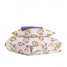 Подростковая постель с простыней на резинке Rainbow Unicorn CS2 Cosas розовый 160х220 см