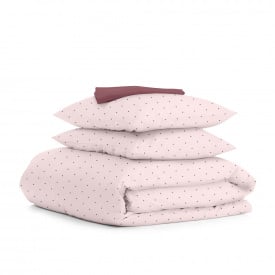 Евро постель с простыней на резинке Mini Dots CS25 Cosas розовый 200х220 см
