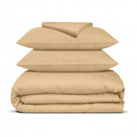 Евро постель сатин с простыней на резинке HONEY Cosas Золотистый 200х220 см