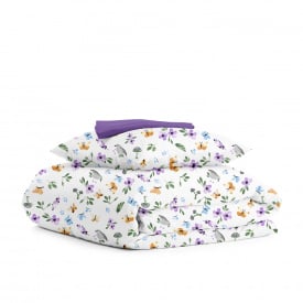 Подростковая постель с простыней на резинке BIRDS Cosas Фиолетовый 160х220 см