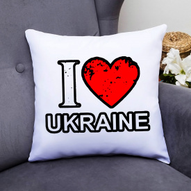 Подушка декоративная с принтом "I love Ukraine" Белый Кавун П000413