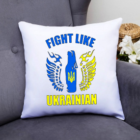 Подушка декоративная с принтом "Fight like Ukraine" Белый Кавун П000420