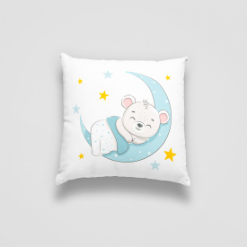 Подушка декоративная с принтом "Спящий белый мишка на месяце. Sleeping bear" Push IT Белый Кавун П000733
