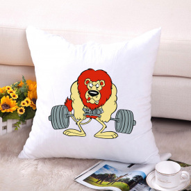 Подушка декоративная с принтом "Лев со штангой" Push IT Белый Кавун П000617