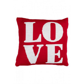 Декоративная подушка вязаная Прованс LOVE 45х45 см Белый/красный (7838)