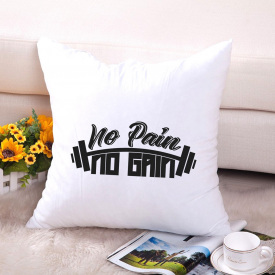 Подушка декоративная с принтом "Штанга No pain no gain" Push IT Белый Кавун П000620