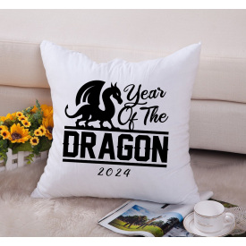 Подушка декоративная с новогодним принтом "Year of the Dragon 2024. Дракон 2024" Push IT Белый Кавун П000712