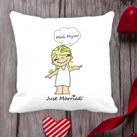 Подушка с принтом Love is "Мой муж" Белый Кавун П000058